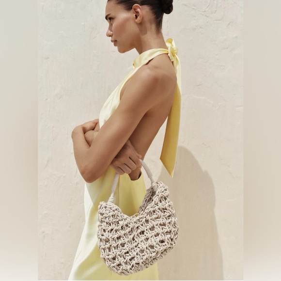 Zara Topstitched Woven Handbag new with tags - Picture 2 of 6